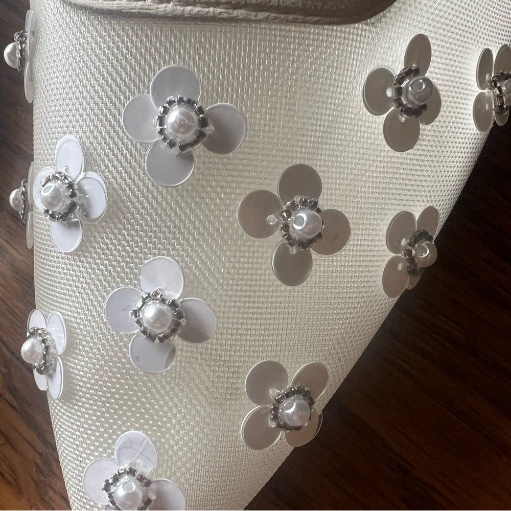 Dolce Vita Clara Pearl Heels True White Daisy Mesh - Picture 7 of 10
